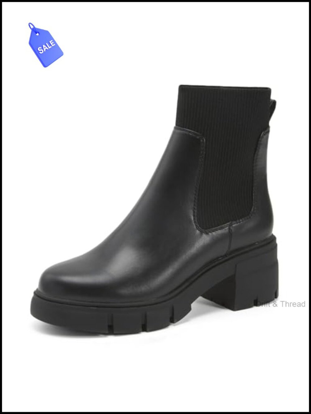 Women's Elastic Chelsea Boots Chunky Block Heel Platform Lug Sole Ankle Booties